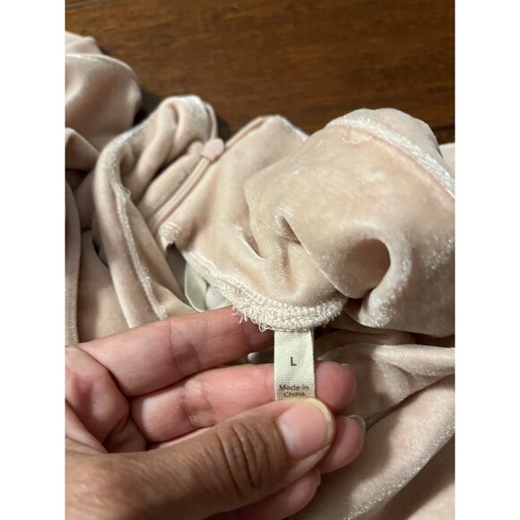 Soft Surroundings Velvety Mock Shirt peachy pink ls velour stretchy sz Lg - Picture 8 of 10